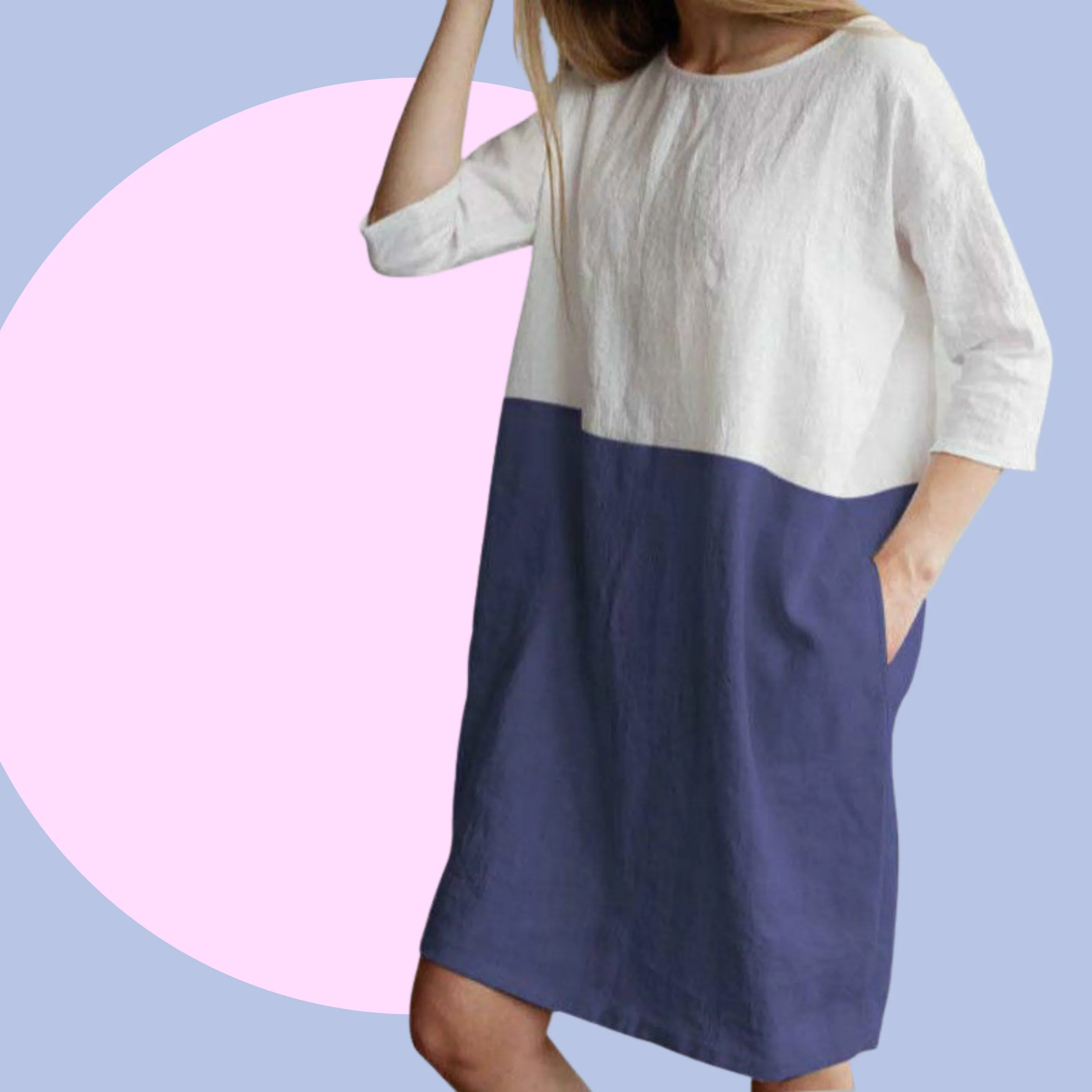 Block Colour Cotton Linen Summer Dress - Image 4