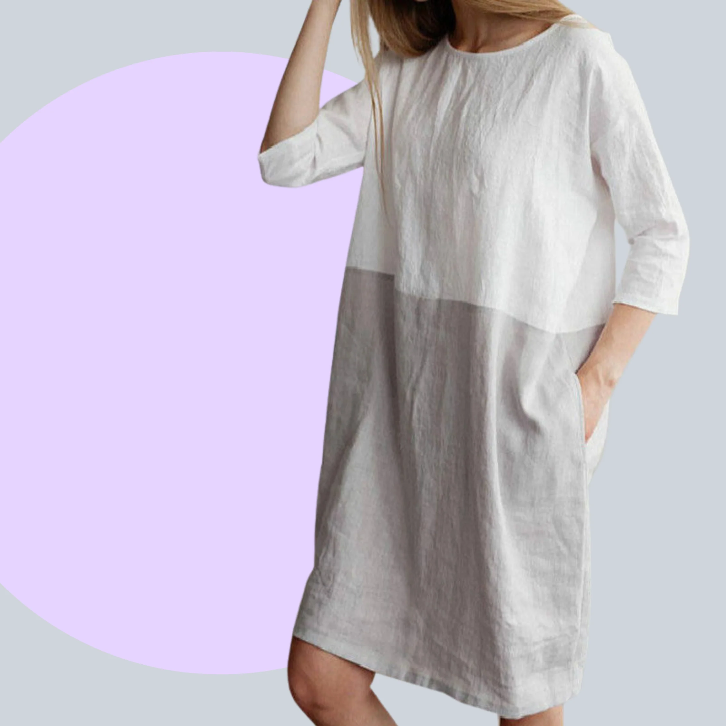 Block Colour Cotton Linen Summer Dress - Image 5