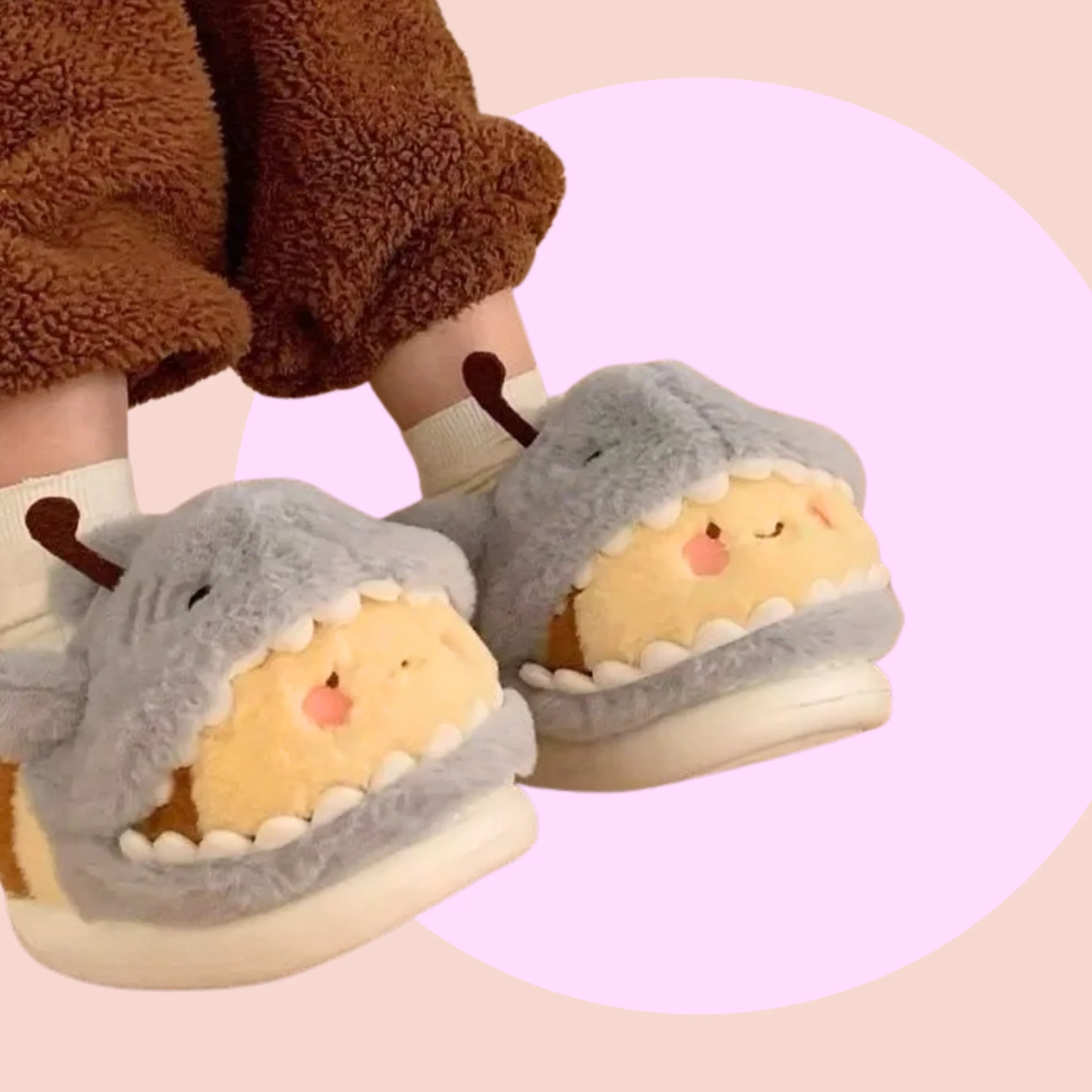 Bumbley Shark Fluffy Slippers - Image 3
