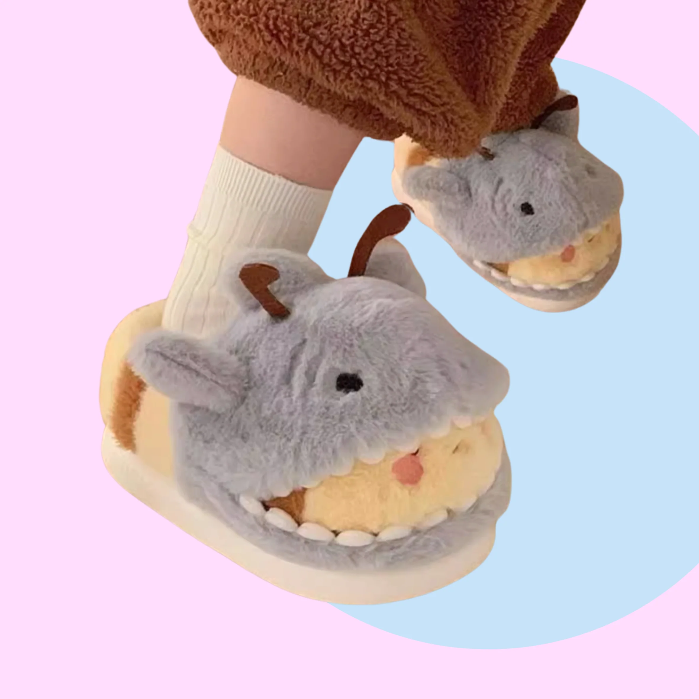 Bumbley Shark Fluffy Slippers - Image 4