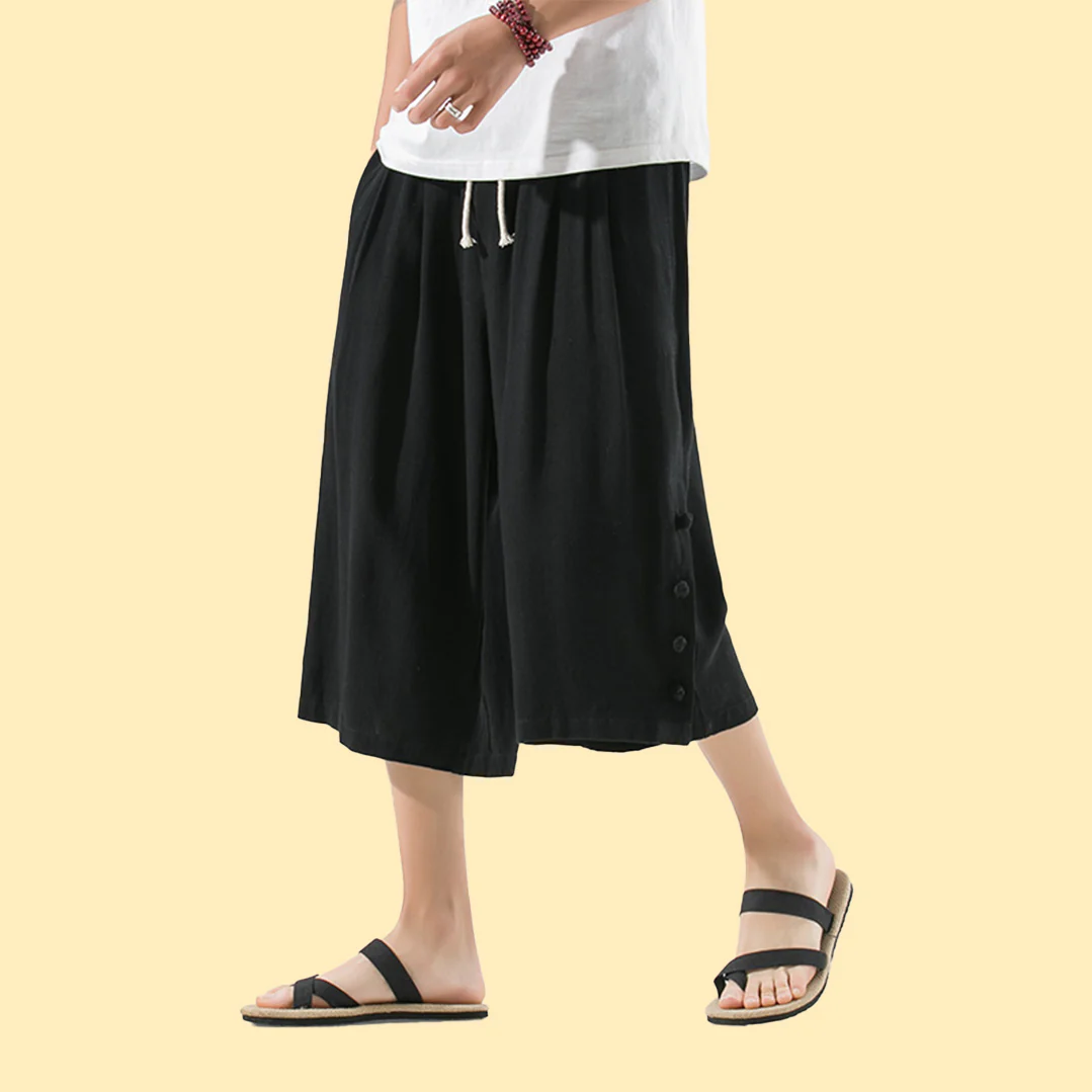 Cotton Linen Capri Hakama Pant - Image 4