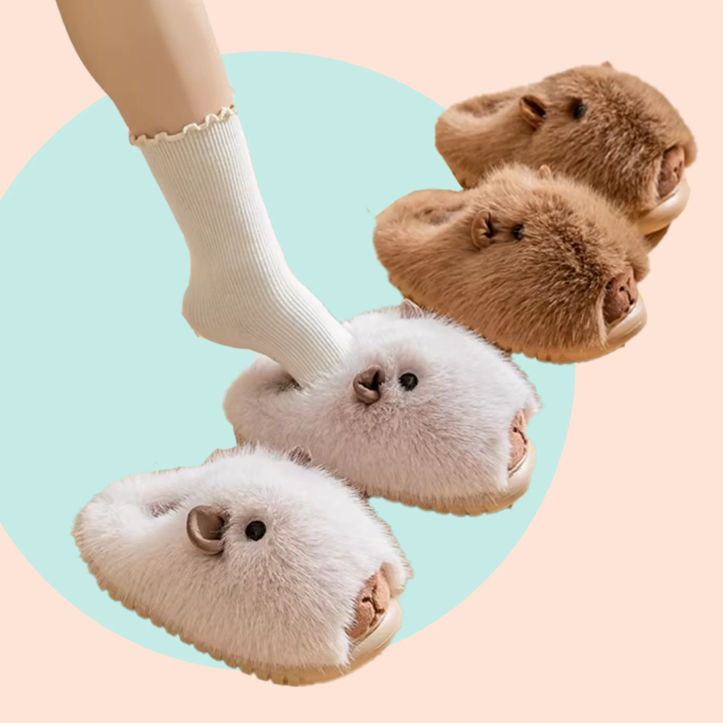Furry Capybara Slippers - Image 3