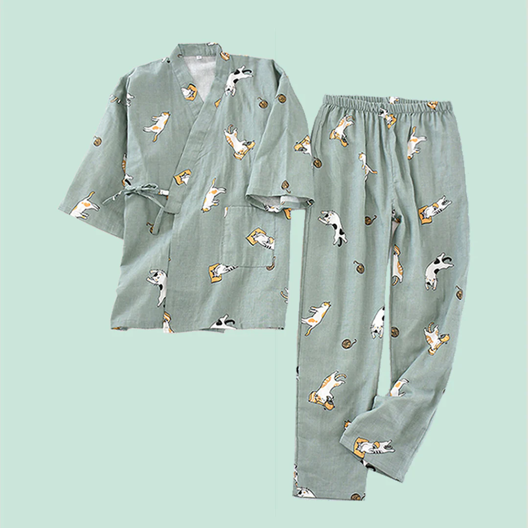 Kitty Cat Kimono Pyjama Set - Image 3