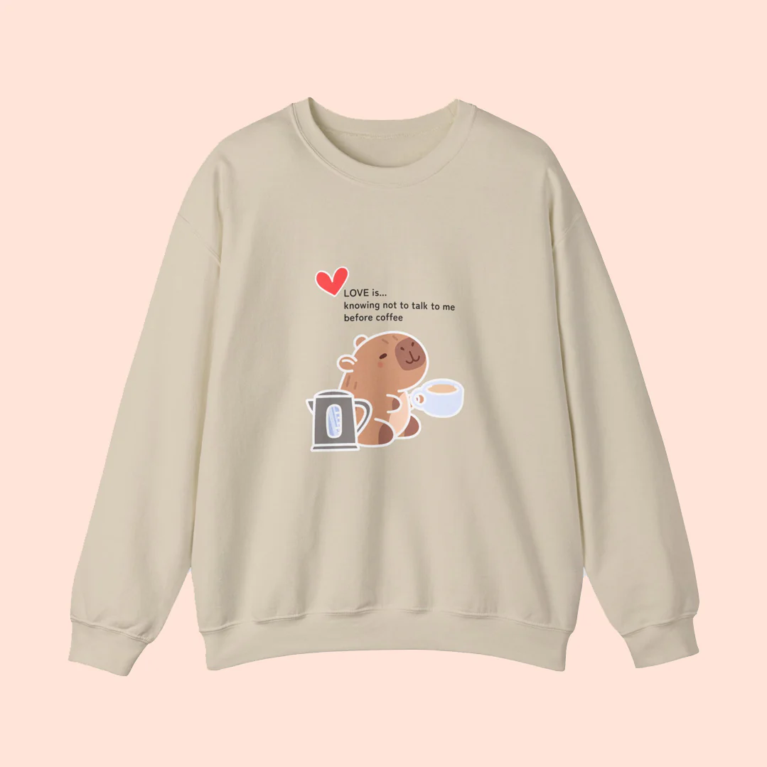 Love is ~ Coffee Crewneck Sweater - Image 4
