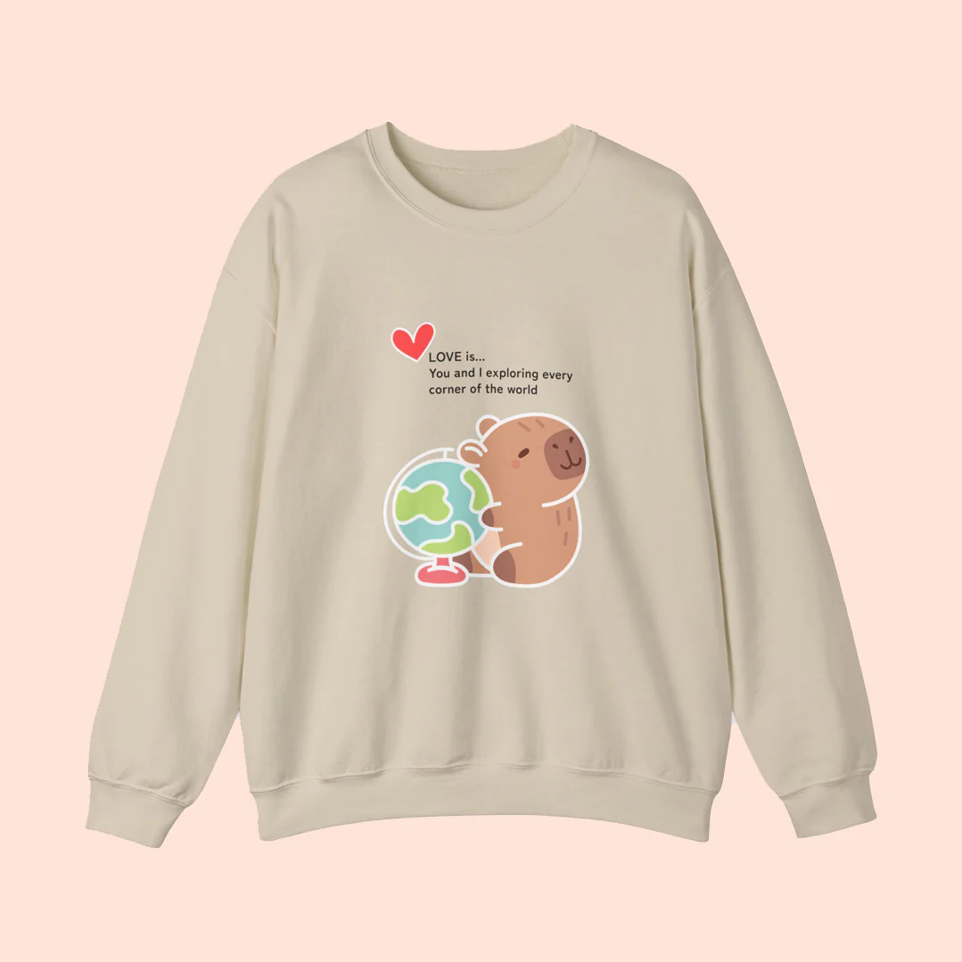 Love is ~ Globe Crewneck Sweater - Image 3