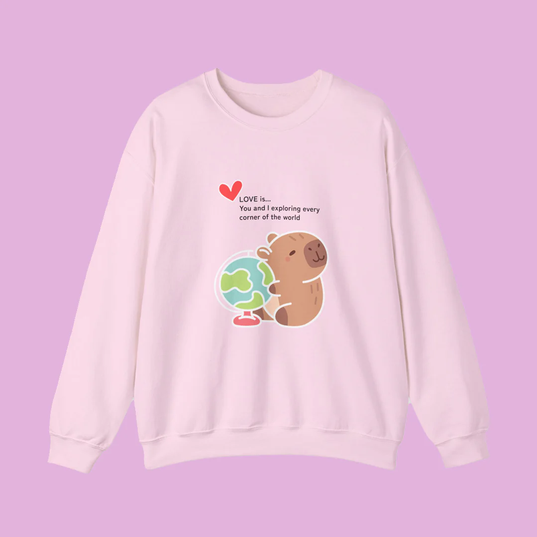Love is ~ Globe Crewneck Sweater - Image 4