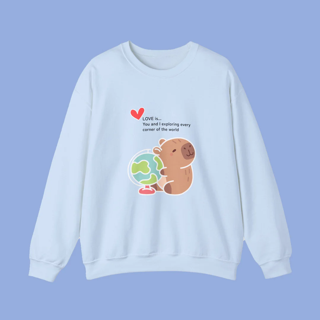 Love is ~ Globe Crewneck Sweater - Image 5