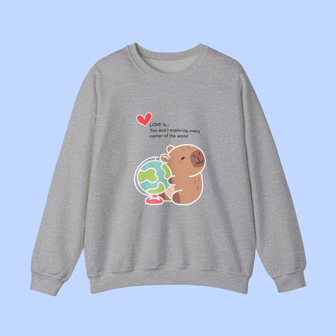 Love is ~ Globe Crewneck Sweater - Image 6