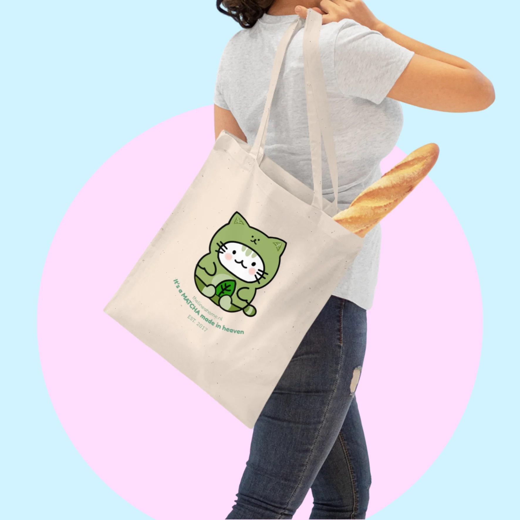 Matcha Kitty Cat Tote Bag - Image 4