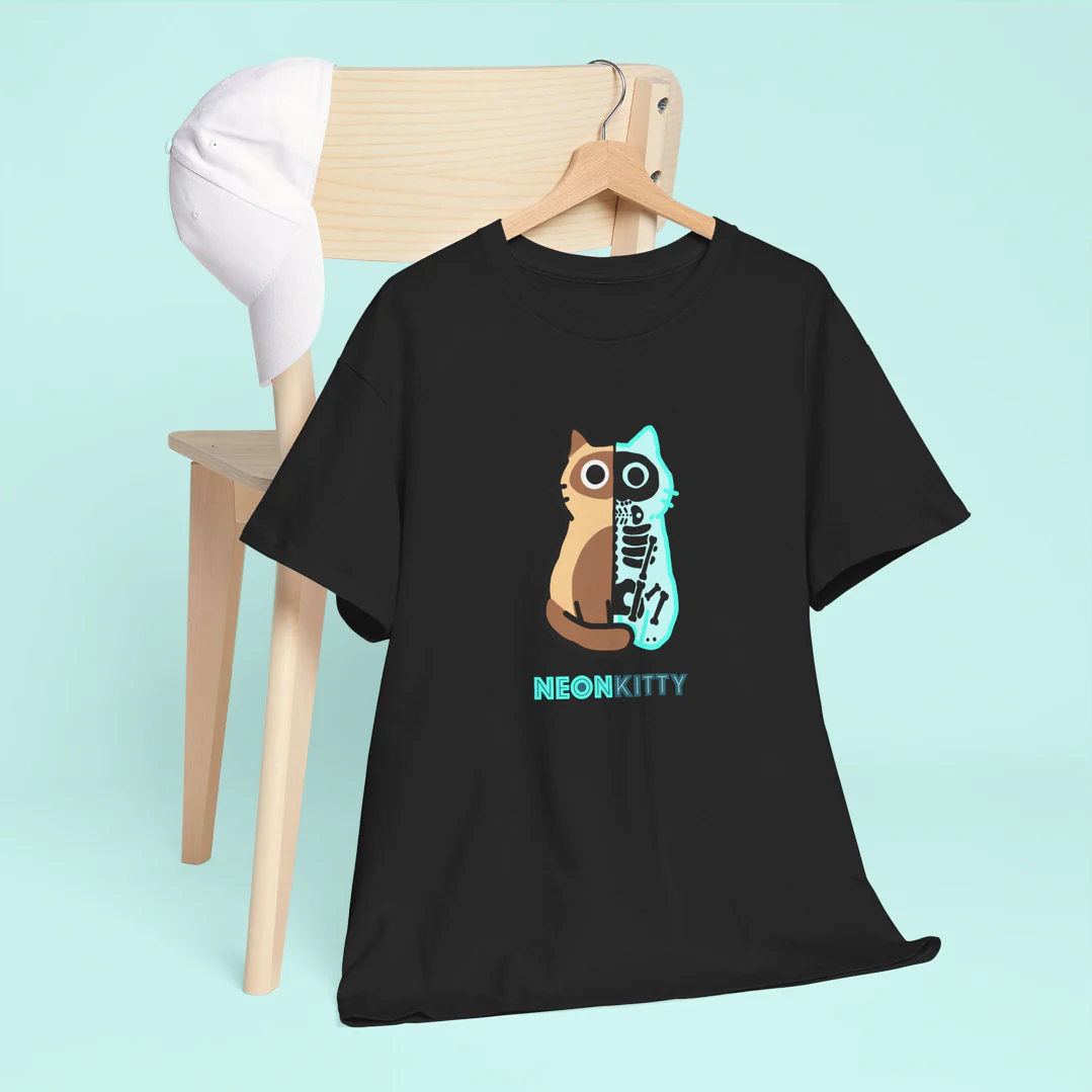 Neon Kitty Cotton T-Shirt - Image 12