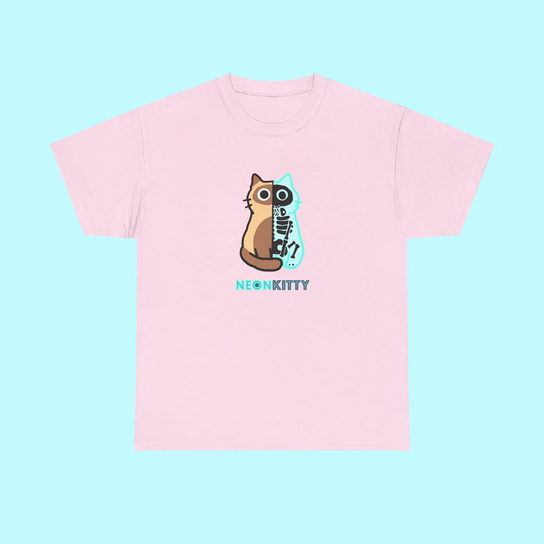 Neon Kitty Cotton T-Shirt - Image 3