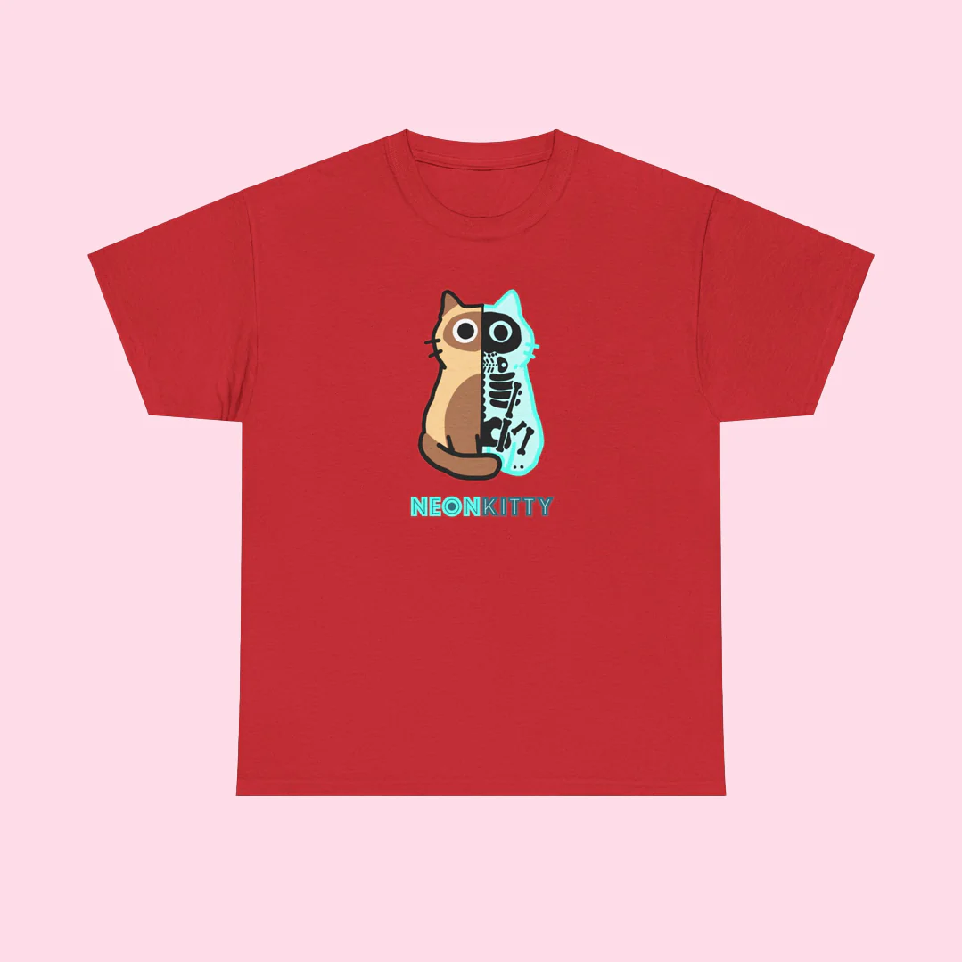 Neon Kitty Cotton T-Shirt - Image 4