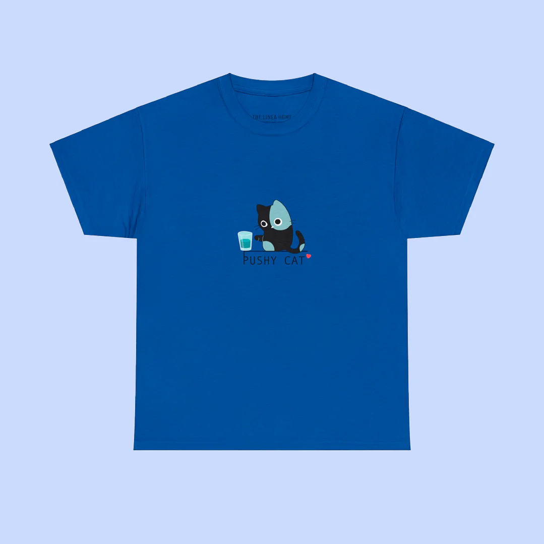Pushy Cat Cotton T-Shirt - Image 13