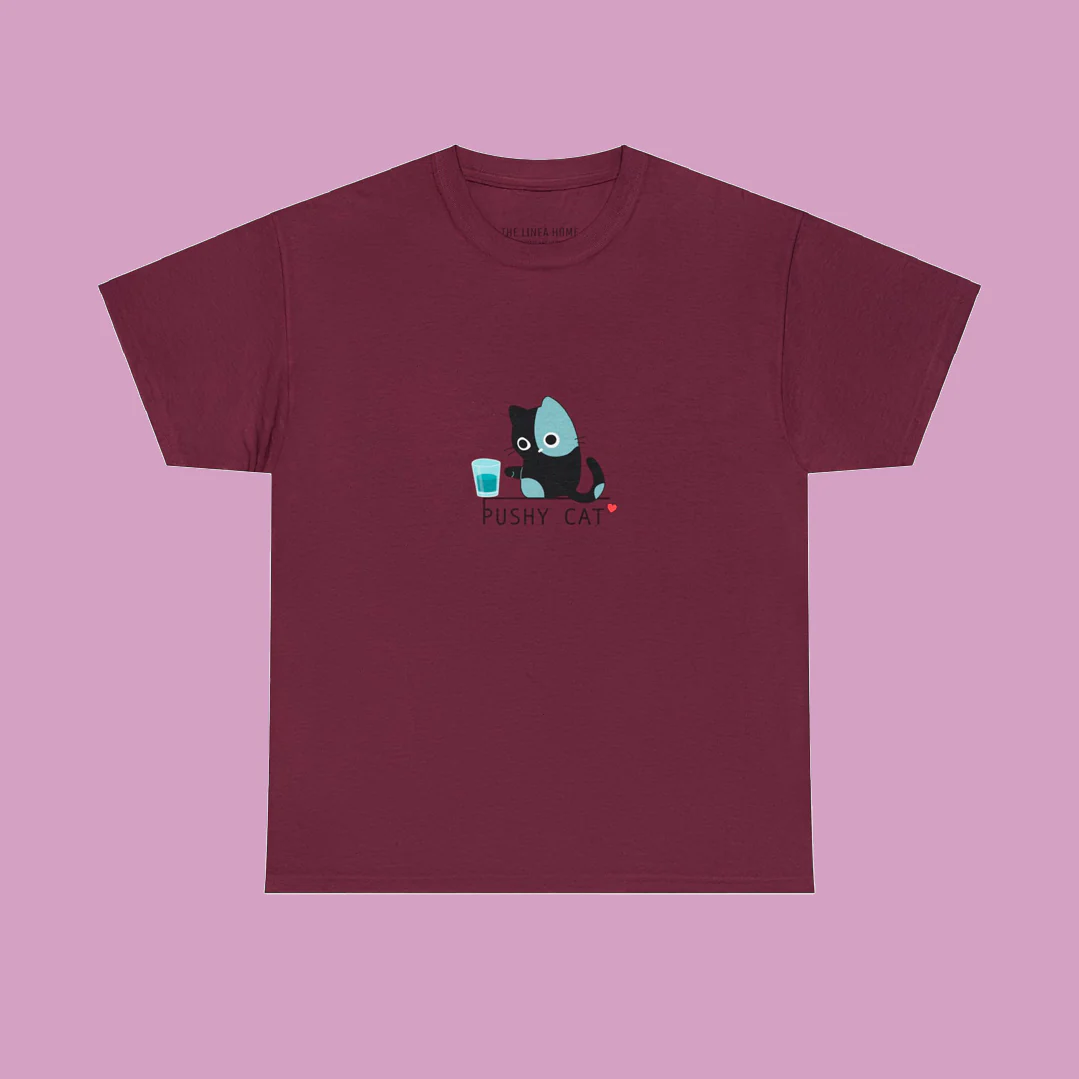 Pushy Cat Cotton T-Shirt - Image 14