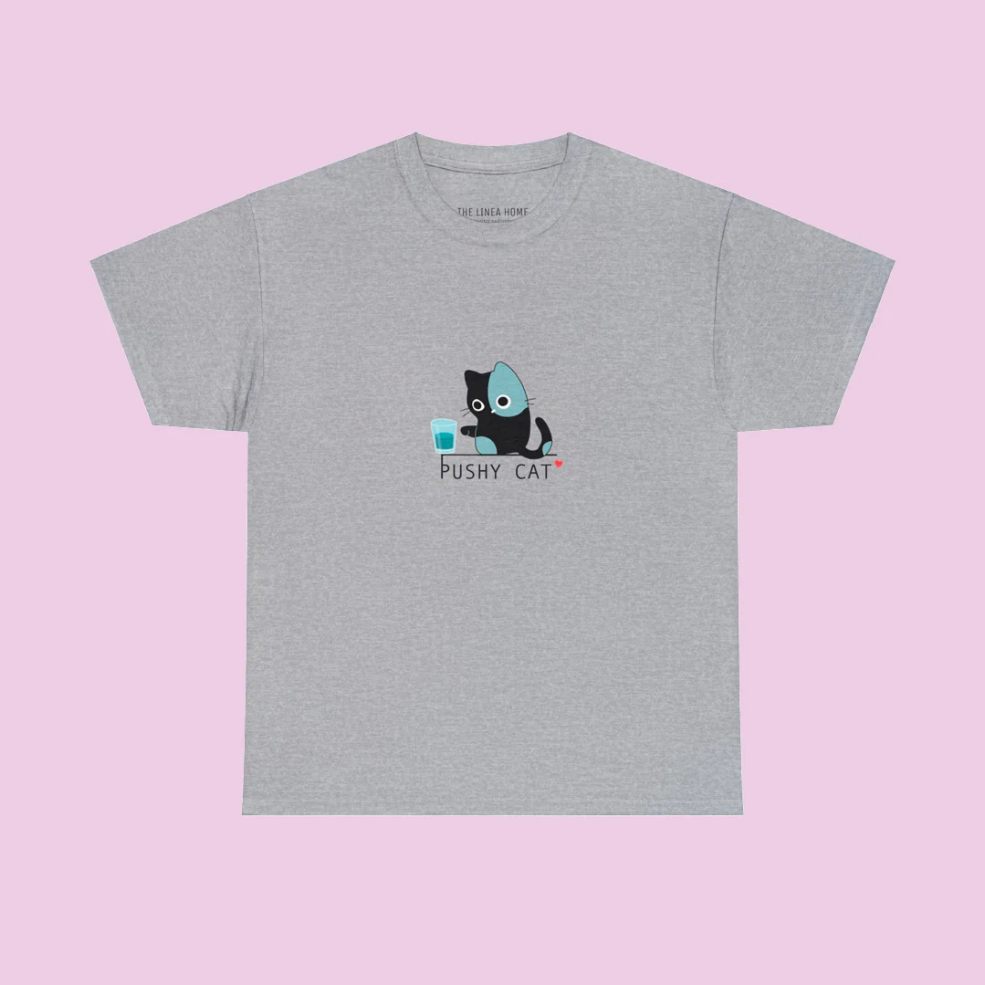 Pushy Cat Cotton T-Shirt - Image 3