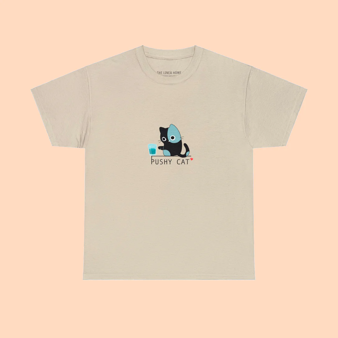Pushy Cat Cotton T-Shirt - Image 4