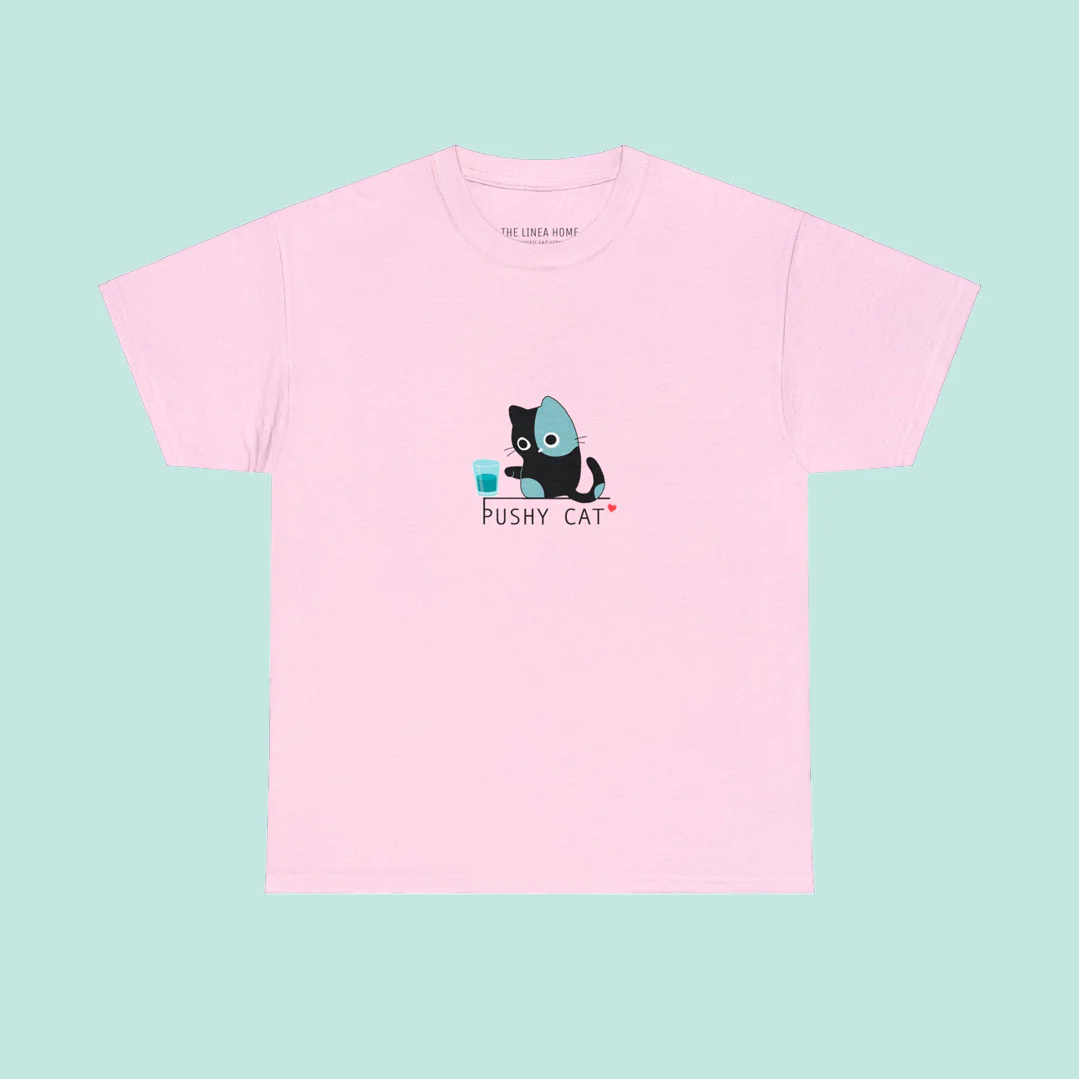 Pushy Cat Cotton T-Shirt - Image 5