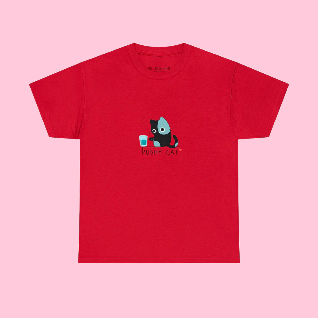 Pushy Cat Cotton T-Shirt - Image 6