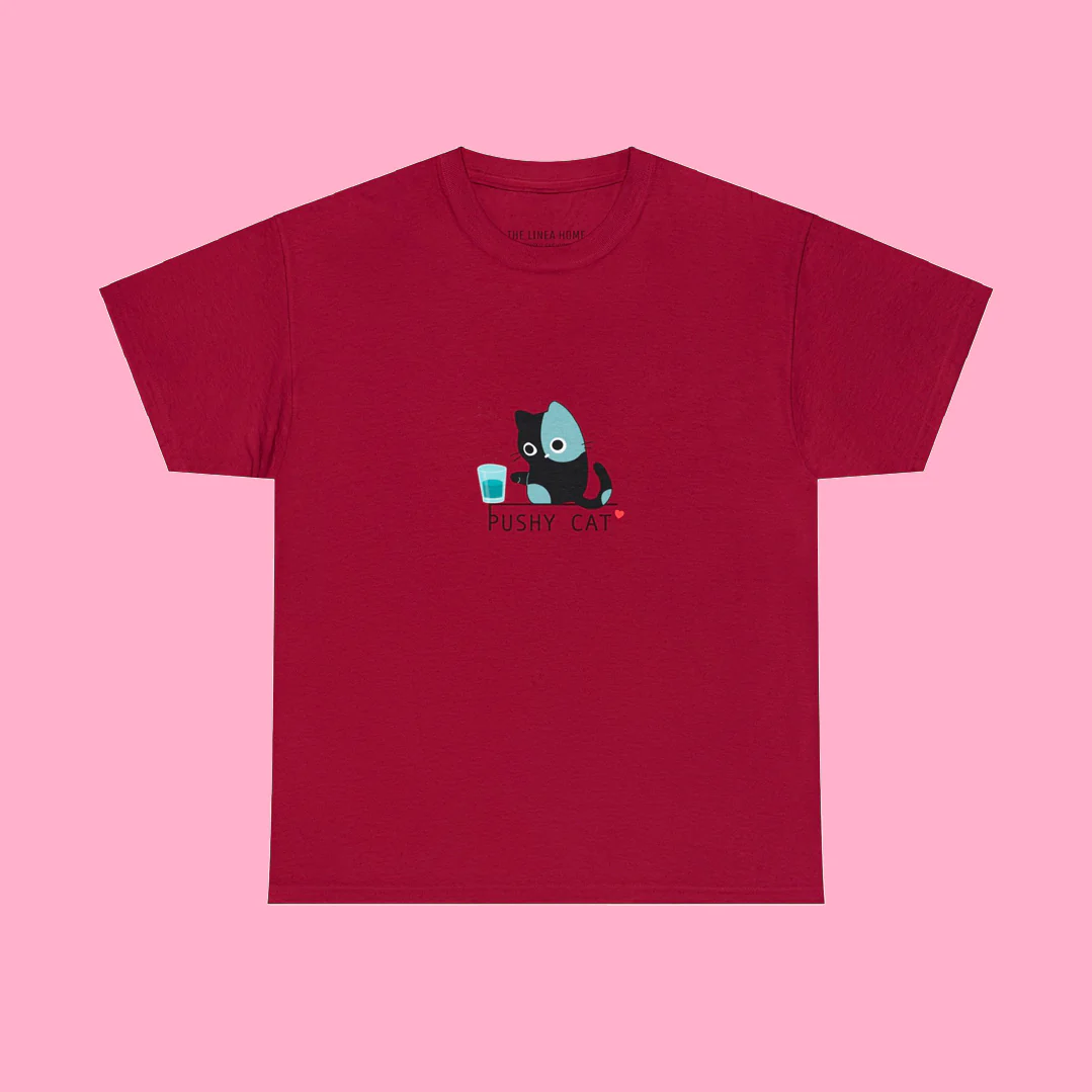 Pushy Cat Cotton T-Shirt - Image 7