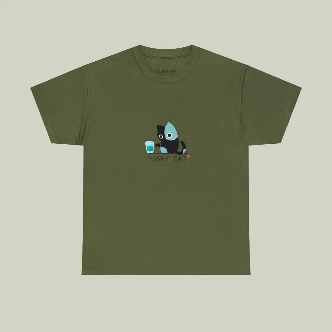Pushy Cat Cotton T-Shirt - Image 8