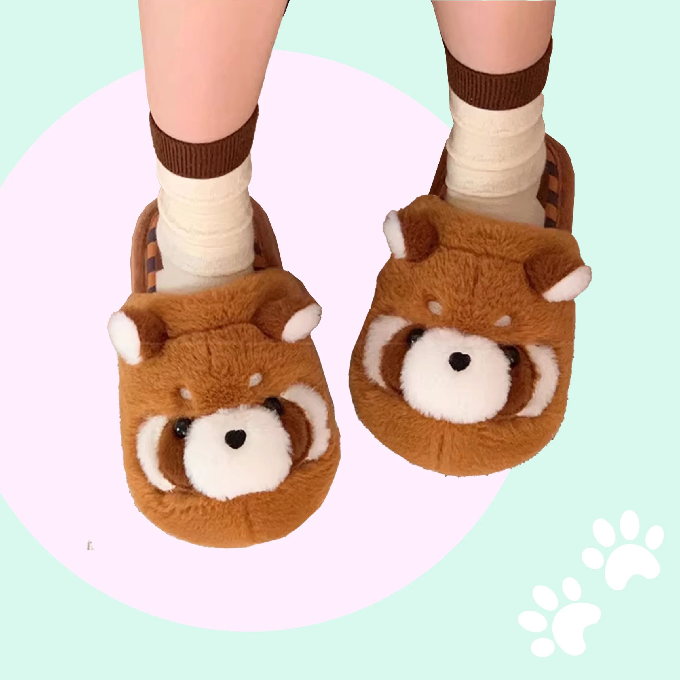 Red Panda Fluffy Slippers - Image 3