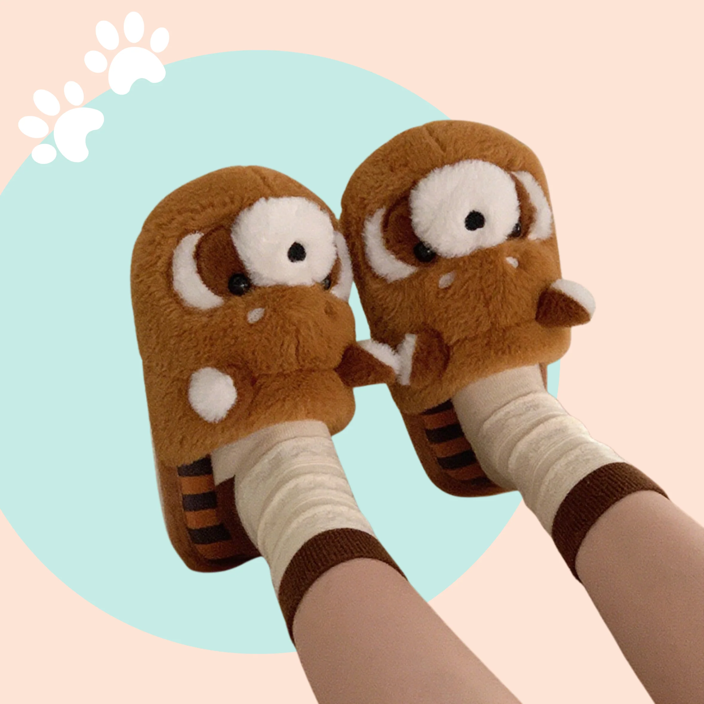 Red Panda Fluffy Slippers - Image 5
